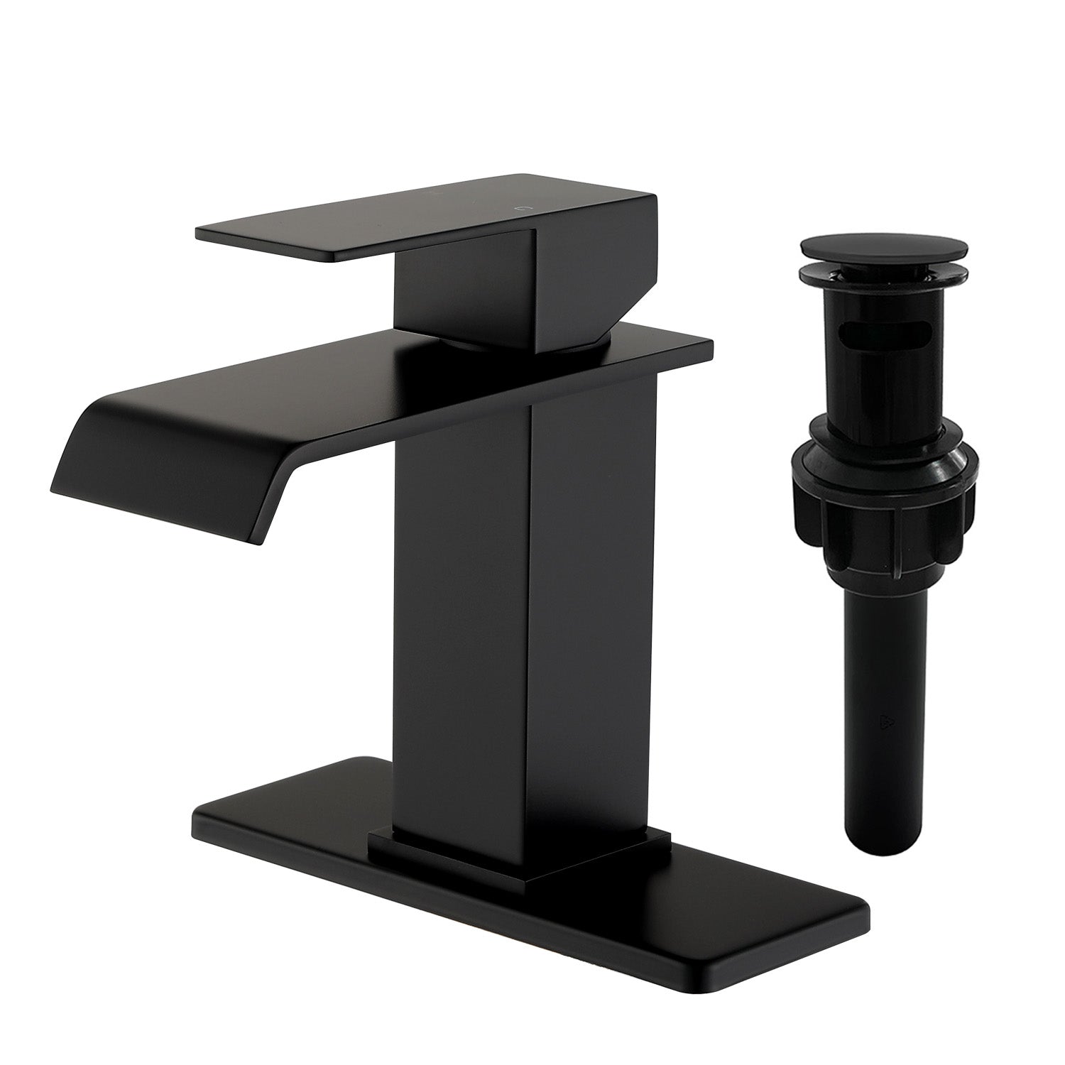 Single Hole Lavatory Faucet Tap Hot and Cold Water Mixer One-Handle Bathroom Waterfall Face Basin Faucet With Pop-Up Drainer
