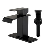 Single Hole Lavatory Faucet Tap Hot and Cold Water Mixer One-Handle Bathroom Waterfall Face Basin Faucet With Pop-Up Drainer