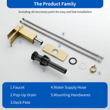 Single Hole Lavatory Faucet Tap Hot and Cold Water Mixer One-Handle Bathroom Waterfall Face Basin Faucet With Pop-Up Drainer