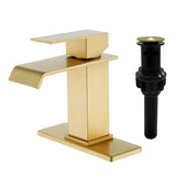 Single Hole Lavatory Faucet Tap Hot and Cold Water Mixer One-Handle Bathroom Waterfall Face Basin Faucet With Pop-Up Drainer