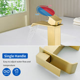 Single Hole Lavatory Faucet Tap Hot and Cold Water Mixer One-Handle Bathroom Waterfall Face Basin Faucet With Pop-Up Drainer
