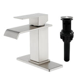 Single Hole Lavatory Faucet Tap Hot and Cold Water Mixer One-Handle Bathroom Waterfall Face Basin Faucet With Pop-Up Drainer