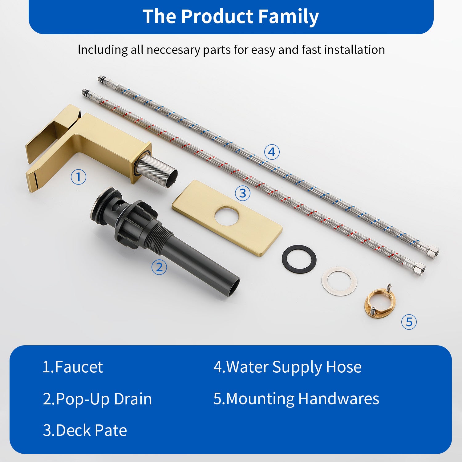 Deck Mounted Waterfall Lavatory Faucet Single Lever Single Hole Basin Mixer Tap with Pop-Up Drain