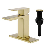 Deck Mounted Waterfall Lavatory Faucet Single Lever Single Hole Basin Mixer Tap with Pop-Up Drain