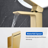 Deck Mounted Waterfall Lavatory Faucet Single Lever Single Hole Basin Mixer Tap with Pop-Up Drain