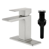 Deck Mounted Waterfall Lavatory Faucet Single Lever Single Hole Basin Mixer Tap with Pop-Up Drain