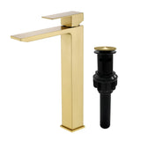 Single Handle High Basin Faucet SS304 Hot Cold Water Mixer Bathroom Vessel Sink Faucet with Pop-Up Waste