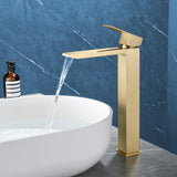 Single Handle High Basin Faucet SS304 Hot Cold Water Mixer Bathroom Vessel Sink Faucet with Pop-Up Waste