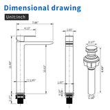 Single Handle High Basin Faucet SS304 Hot Cold Water Mixer Bathroom Vessel Sink Faucet with Pop-Up Waste