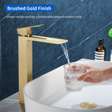 Single Handle High Basin Faucet SS304 Hot Cold Water Mixer Bathroom Vessel Sink Faucet with Pop-Up Waste