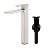 Single Handle High Basin Faucet SS304 Hot Cold Water Mixer Bathroom Vessel Sink Faucet with Pop-Up Waste