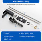 Stainless Steel Basin Faucets Square One Handle Hot and Cold Water Mixer Hotel Vanity Faucet for Bathroom