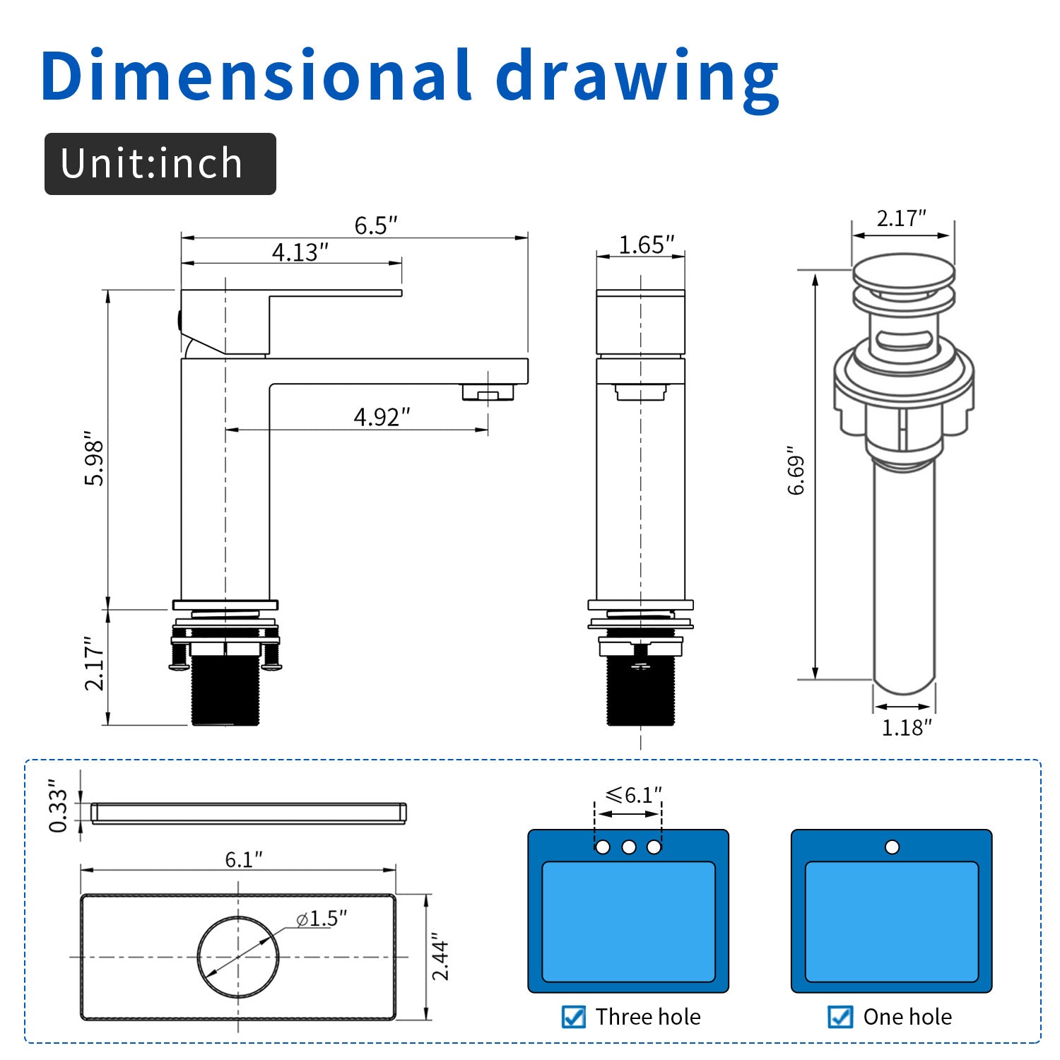 Stainless Steel Basin Faucets Square One Handle Hot and Cold Water Mixer Hotel Vanity Faucet for Bathroom