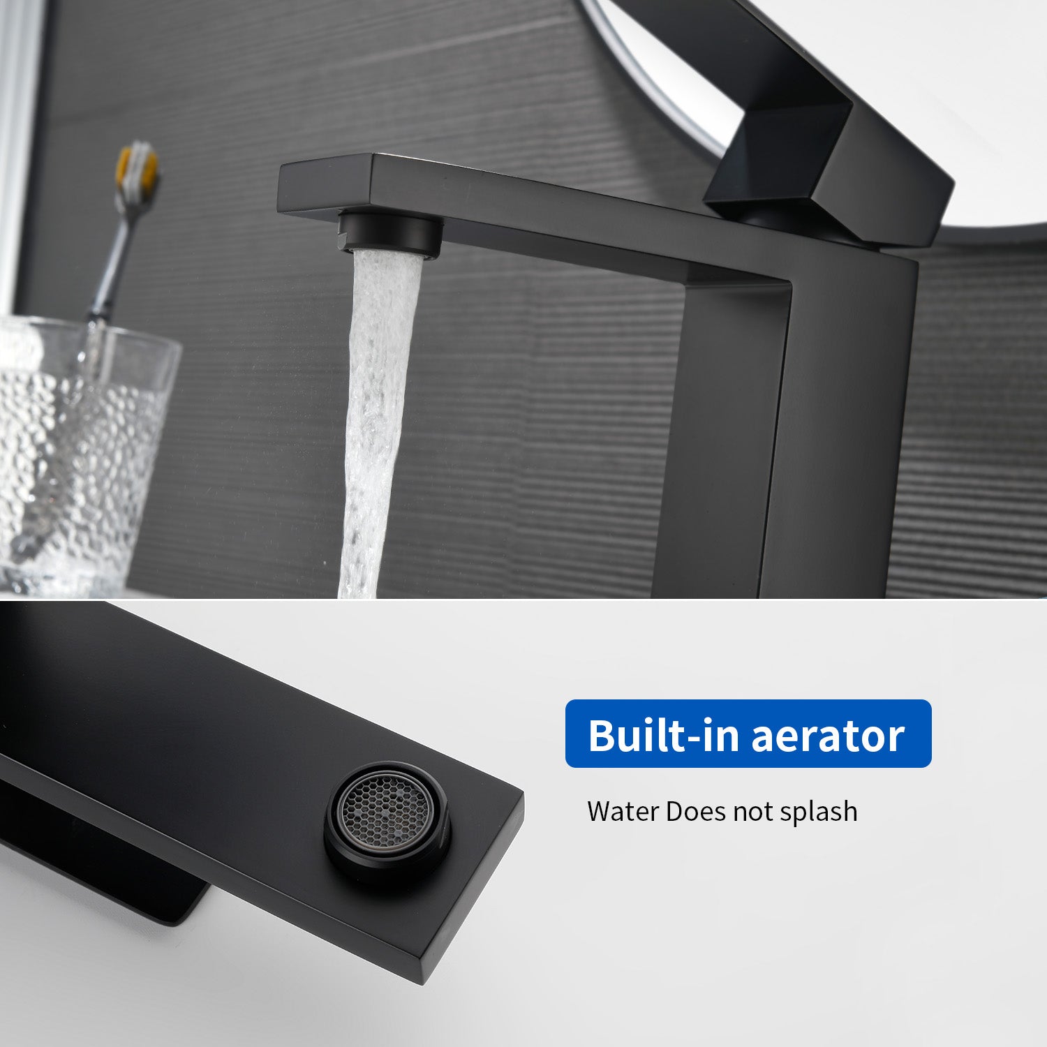 Stainless Steel Basin Faucets Square One Handle Hot and Cold Water Mixer Hotel Vanity Faucet for Bathroom