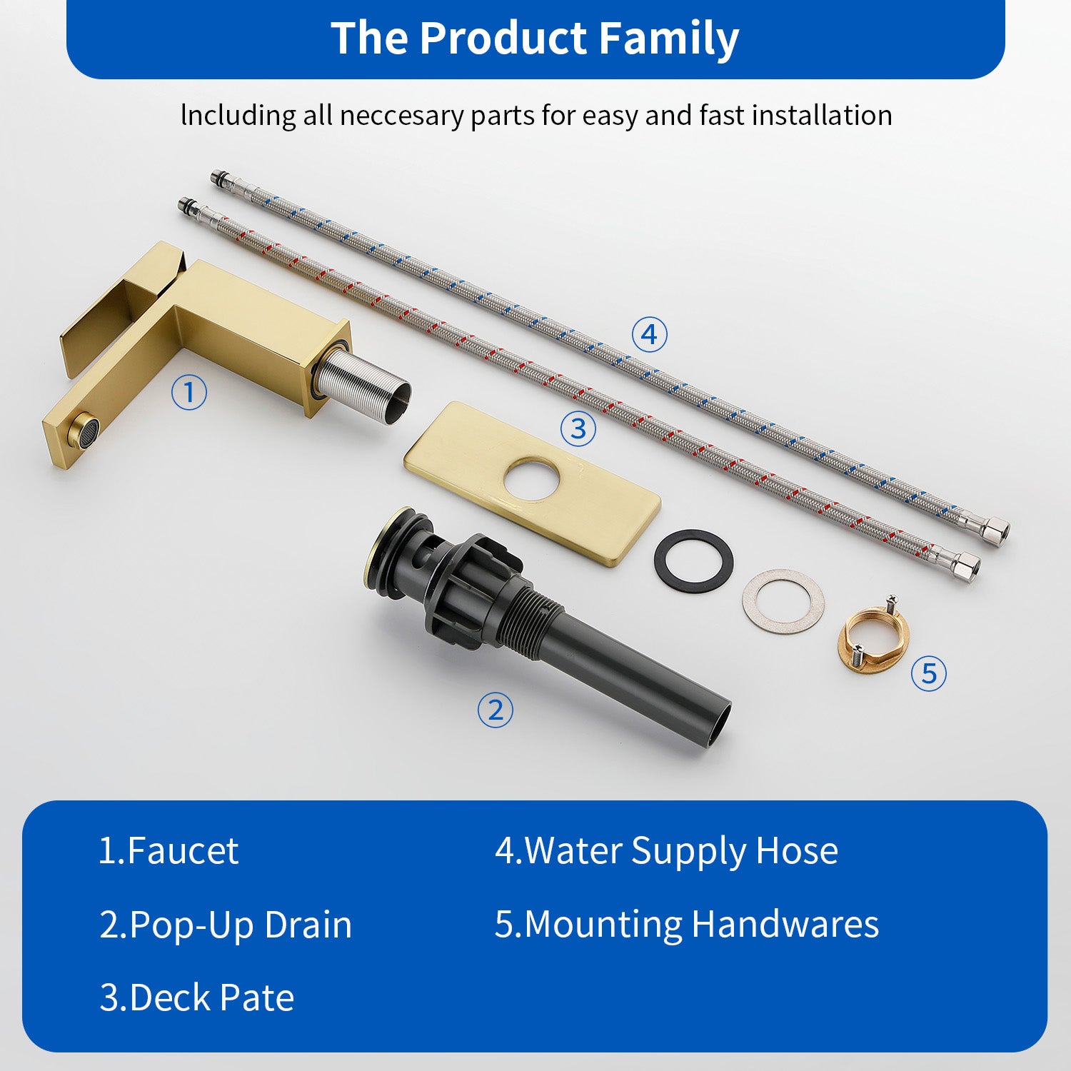Stainless Steel Basin Faucets Square One Handle Hot and Cold Water Mixer Hotel Vanity Faucet for Bathroom