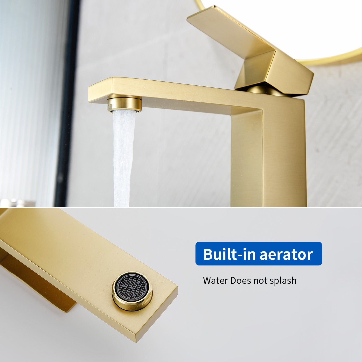 Stainless Steel Basin Faucets Square One Handle Hot and Cold Water Mixer Hotel Vanity Faucet for Bathroom