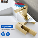 Stainless Steel Basin Faucets Square One Handle Hot and Cold Water Mixer Hotel Vanity Faucet for Bathroom