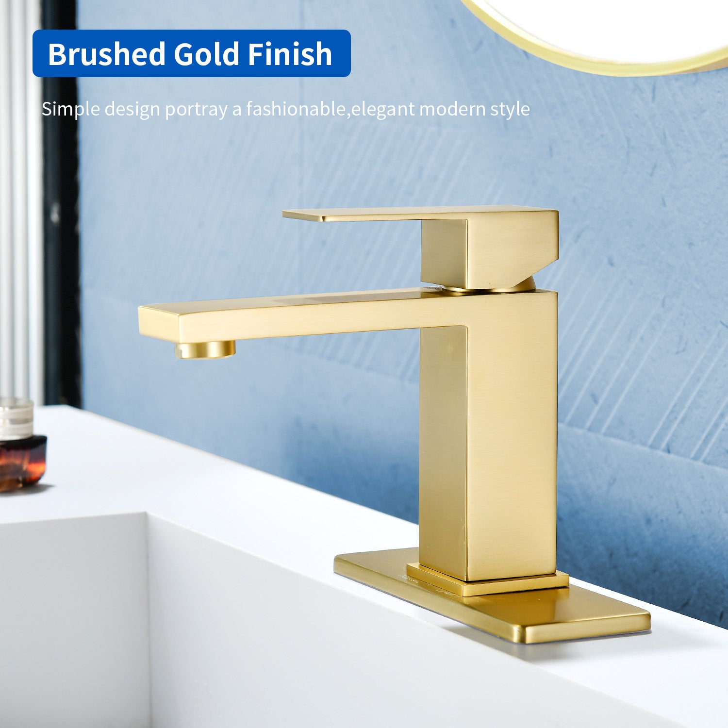 Stainless Steel Basin Faucets Square One Handle Hot and Cold Water Mixer Hotel Vanity Faucet for Bathroom