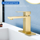 Stainless Steel Basin Faucets Square One Handle Hot and Cold Water Mixer Hotel Vanity Faucet for Bathroom