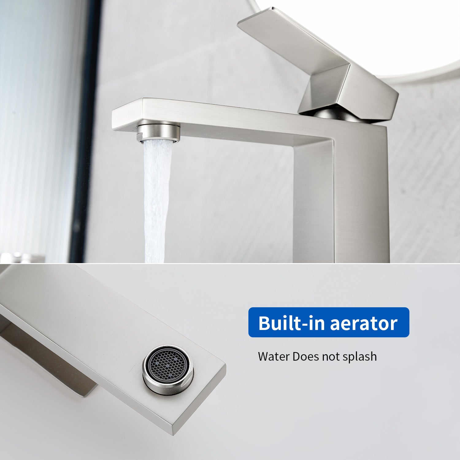 Stainless Steel Basin Faucets Square One Handle Hot and Cold Water Mixer Hotel Vanity Faucet for Bathroom