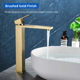 Tall Vessel Sink Faucet Single lever Square Single Hole Bathroom Faucet with drain stopper & Water Supply Lines