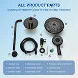 Wall Mount Round 2 way shower kit 9 inch ABS Shower Heads set with 6-spray Hand Shower in Matte Black