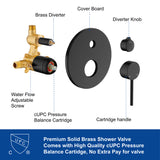 Wall Mount Round 2 way shower kit 9 inch ABS Shower Heads set with 6-spray Hand Shower in Matte Black