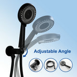 Wall Mount Round 2 way shower kit 9 inch ABS Shower Heads set with 6-spray Hand Shower in Matte Black