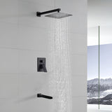 Wall Mounted Rainfall Bathroom Shower System 10 Inch square Rain Shower Head with Waterfall Spout