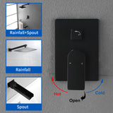 Wall Mounted Rainfall Bathroom Shower System 10 Inch square Rain Shower Head with Waterfall Spout