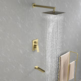 Wall Mounted Rainfall Bathroom Shower System 10 Inch square Rain Shower Head with Waterfall Spout
