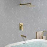 Wall Mounted Rainfall Bathroom Shower System 10 Inch square Rain Shower Head with Waterfall Spout