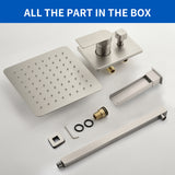 Wall Mounted Rainfall Bathroom Shower System 10 Inch square Rain Shower Head with Waterfall Spout