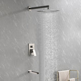 Wall Mounted Rainfall Bathroom Shower System 10 Inch square Rain Shower Head with Waterfall Spout