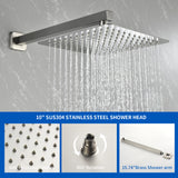 Wall Mounted Rainfall Bathroom Shower System 10 Inch square Rain Shower Head with Waterfall Spout