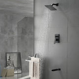 8" Square Rain Shower Head Systems with Waterfall Tub Spout,2 Functions Wall Mounted Shower Trim Kit