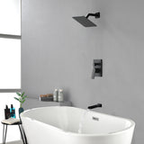 8" Square Rain Shower Head Systems with Waterfall Tub Spout,2 Functions Wall Mounted Shower Trim Kit