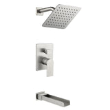 8" Square Rain Shower Head Systems with Waterfall Tub Spout,2 Functions Wall Mounted Shower Trim Kit