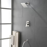 8" Square Rain Shower Head Systems with Waterfall Tub Spout,2 Functions Wall Mounted Shower Trim Kit