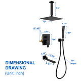 Luxury Tub Shower Faucet Combo Set with Rough-in Valve, Wall Mounted Shower System with Tub Spout Bathroom Shower Fixture Shower Valve and Trim Kit