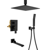 Luxury Tub Shower Faucet Combo Set with Rough-in Valve, Wall Mounted Shower System with Tub Spout Bathroom Shower Fixture Shower Valve and Trim Kit