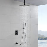 Luxury Tub Shower Faucet Combo Set with Rough-in Valve, Wall Mounted Shower System with Tub Spout Bathroom Shower Fixture Shower Valve and Trim Kit
