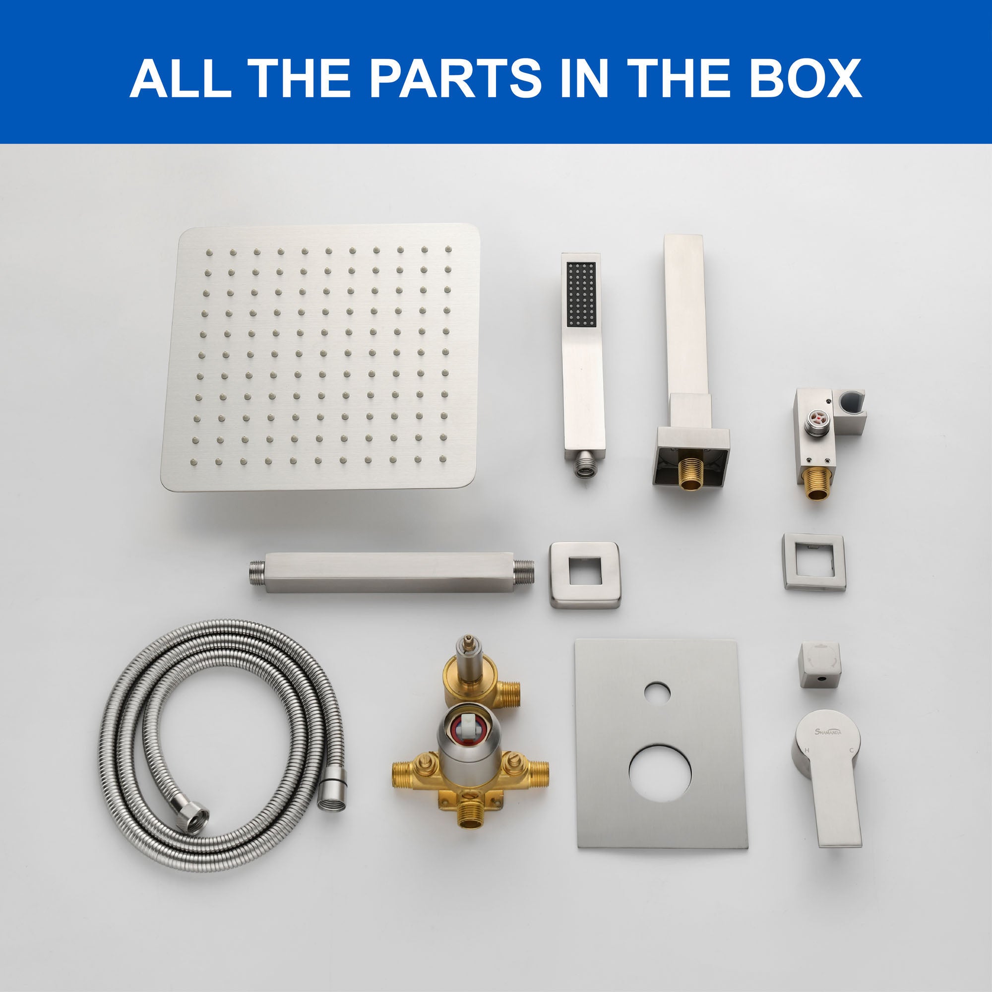 Luxury Tub Shower Faucet Combo Set with Rough-in Valve, Wall Mounted Shower System with Tub Spout Bathroom Shower Fixture Shower Valve and Trim Kit