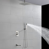 Luxury Tub Shower Faucet Combo Set with Rough-in Valve, Wall Mounted Shower System with Tub Spout Bathroom Shower Fixture Shower Valve and Trim Kit