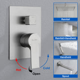 Luxury Tub Shower Faucet Combo Set with Rough-in Valve, Wall Mounted Shower System with Tub Spout Bathroom Shower Fixture Shower Valve and Trim Kit