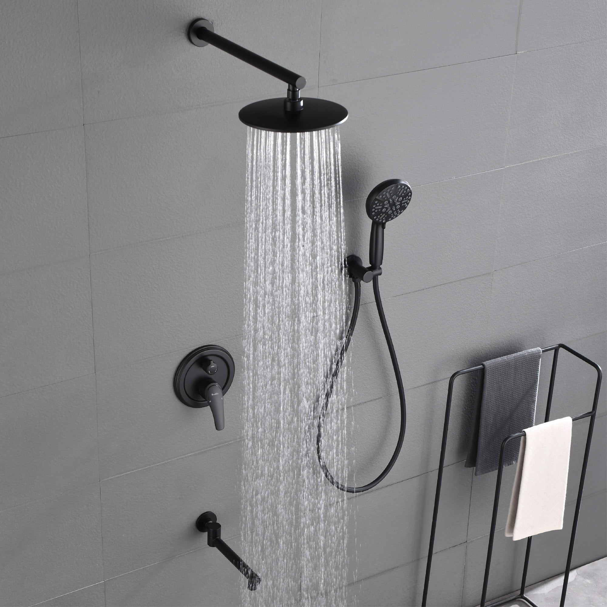 Shower Faucet Set with Tub Spout Luxury Tub Shower Faucet Combo Set with 9 inches Shower Head and Handheld Shower Bathroom Shower Valve Trim Kit Shower Fixture