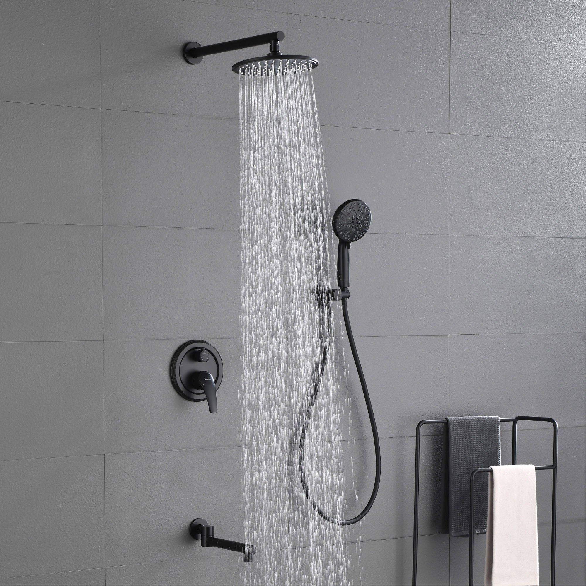 Shower Faucet Set with Tub Spout Luxury Tub Shower Faucet Combo Set with 9 inches Shower Head and Handheld Shower Bathroom Shower Valve Trim Kit Shower Fixture