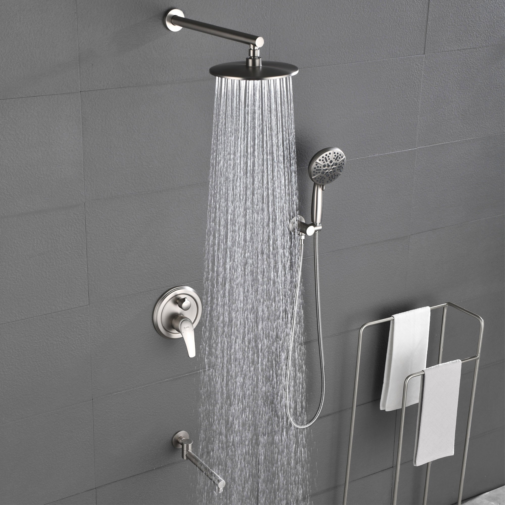 Shower Faucet Set with Tub Spout Luxury Tub Shower Faucet Combo Set with 9 inches Shower Head and Handheld Shower Bathroom Shower Valve Trim Kit Shower Fixture