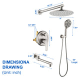Shower Faucet Set with Tub Spout Luxury Tub Shower Faucet Combo Set with 9 inches Shower Head and Handheld Shower Bathroom Shower Valve Trim Kit Shower Fixture
