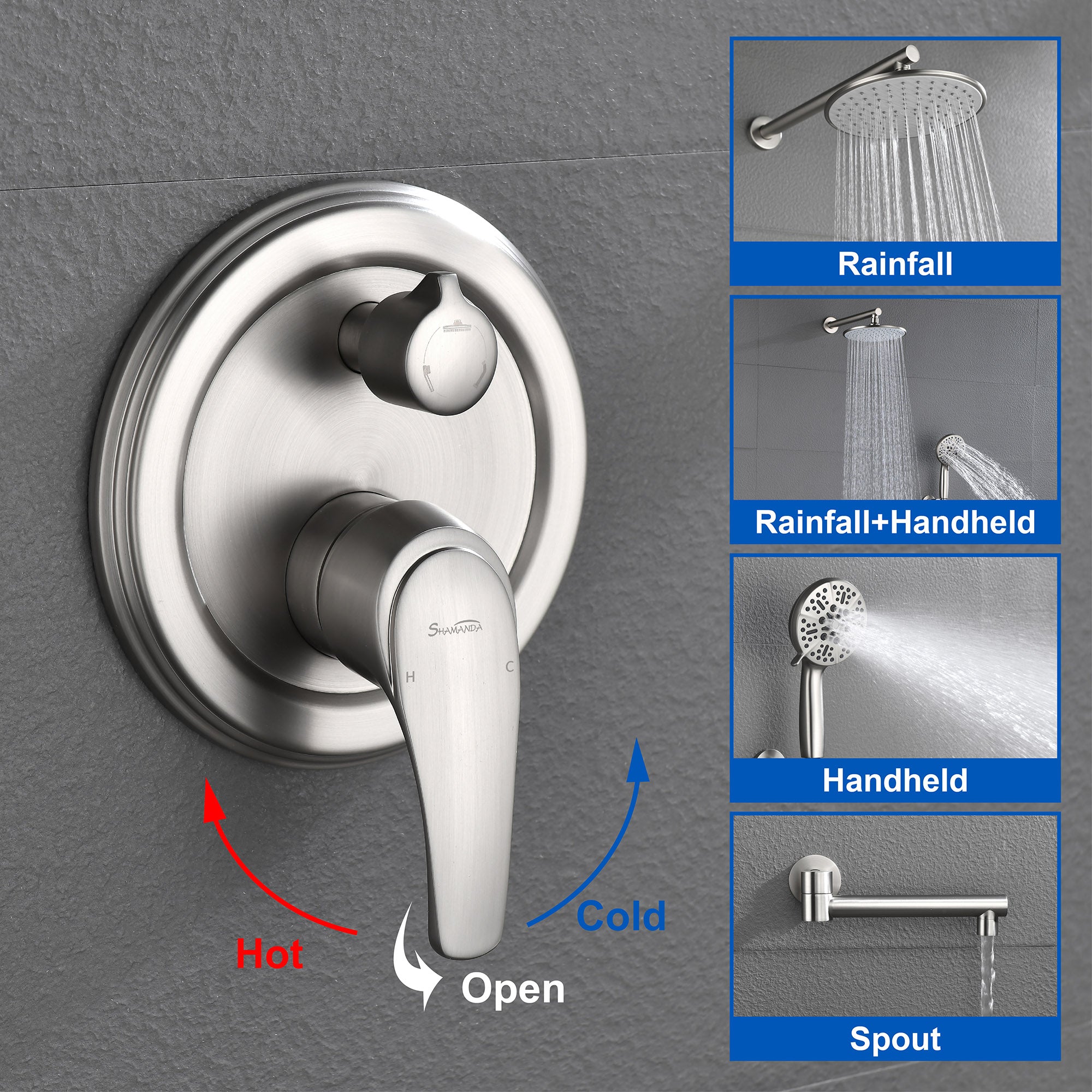 Shower Faucet Set with Tub Spout Luxury Tub Shower Faucet Combo Set with 9 inches Shower Head and Handheld Shower Bathroom Shower Valve Trim Kit Shower Fixture